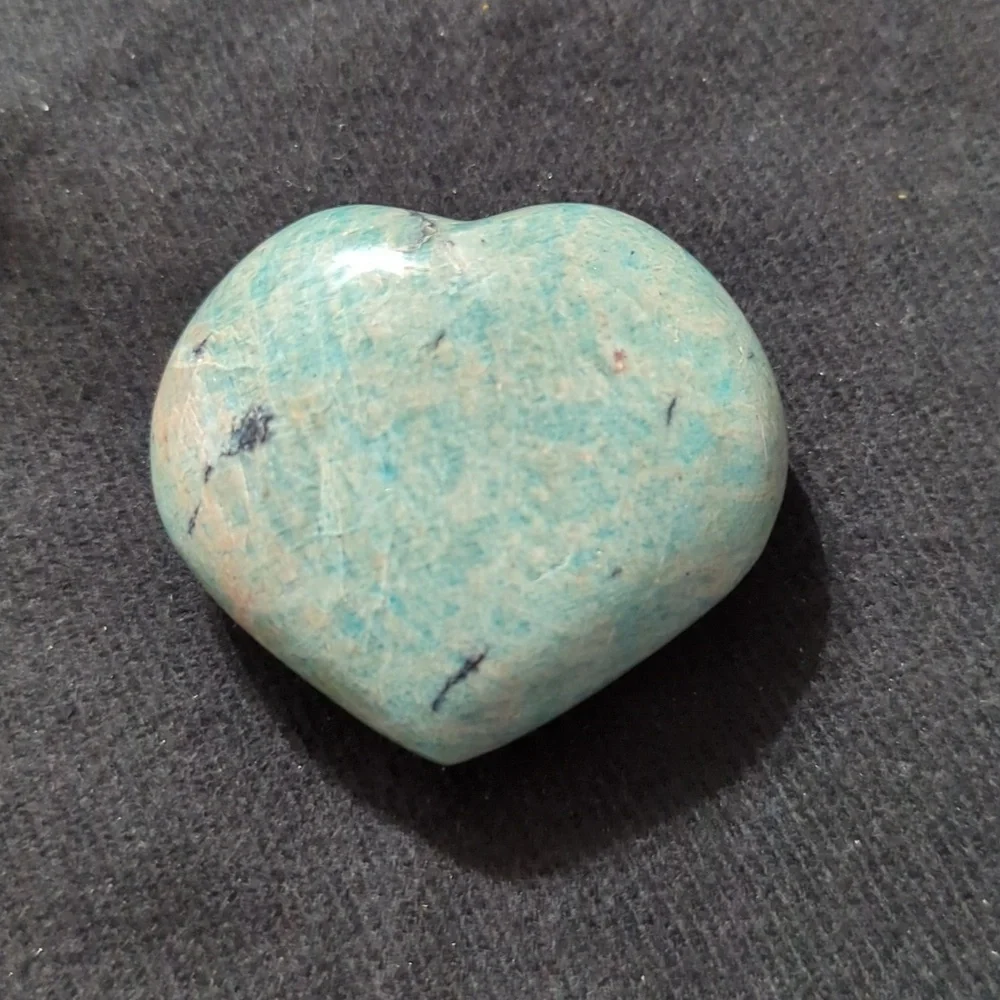 Blue Amazonite Gemstone Heart Shaped Polished Stone - 134 Grams
